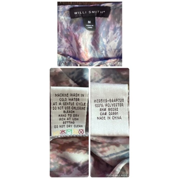Willi Smith Pink, Blues Waterfall Print Blouse/Top/Shirt Size Medium - Picture 5 of 12